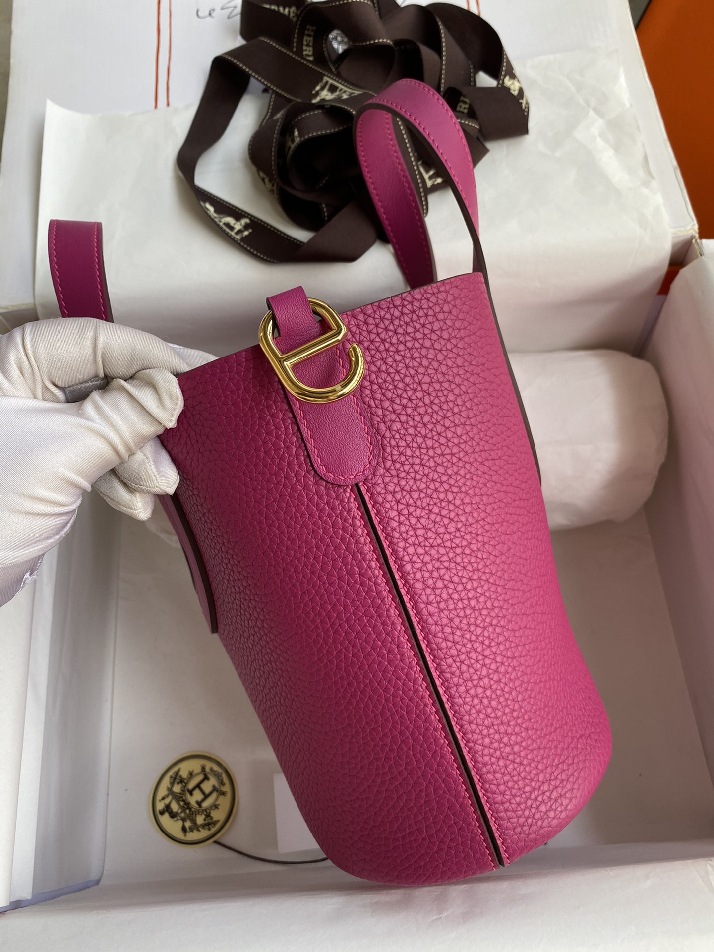 Hermes In The Loop 18 Bag In Rose Purple Clemence Leather